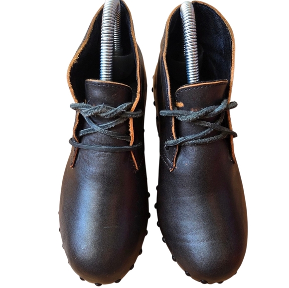 Unbranded Made In France Wooden Ankle Leather Boho Fall Winter Boots Black Sz 6 - Picture 10 of 13